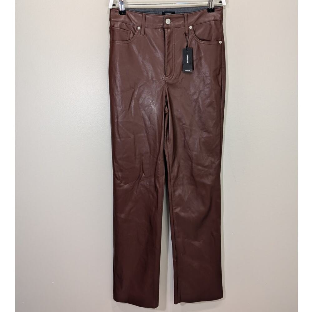 Express Faux Leather Pants 90s Slim Super High Straight Leg Timeless - Size 6
